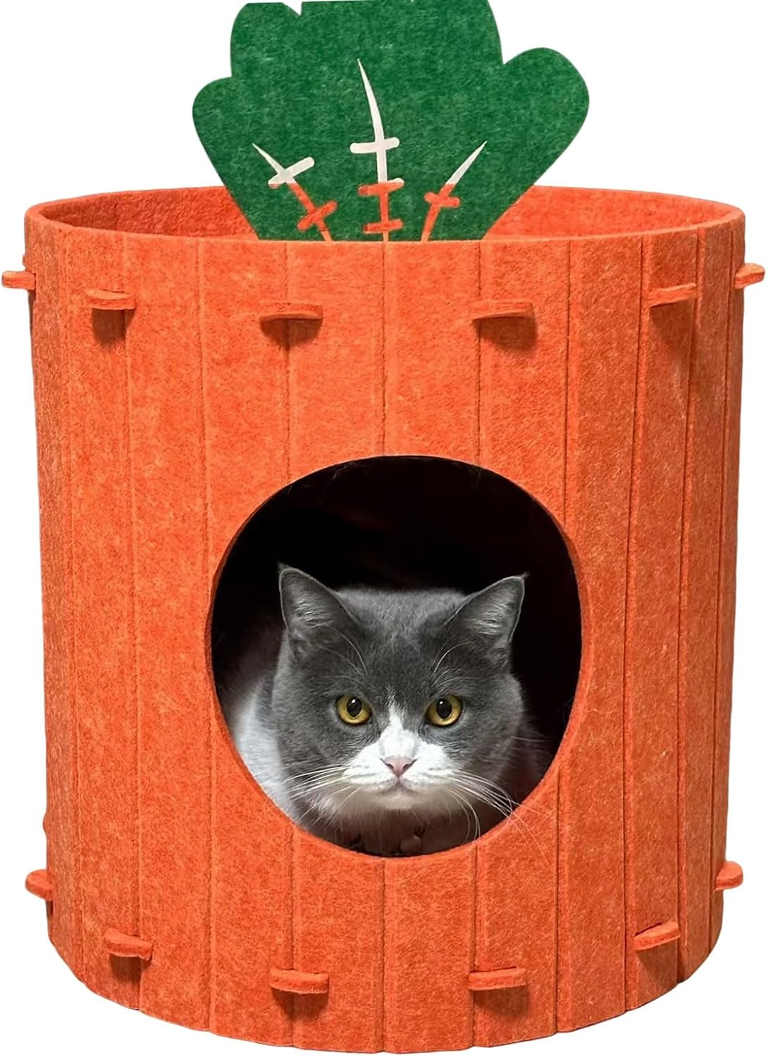 Cat House for Indoor Foldable Large Carrot Cat Bed Felt Cat Cave Condo Hideaway Pet up to 20 Lbs (Orange-Carrot, Large) image number 5