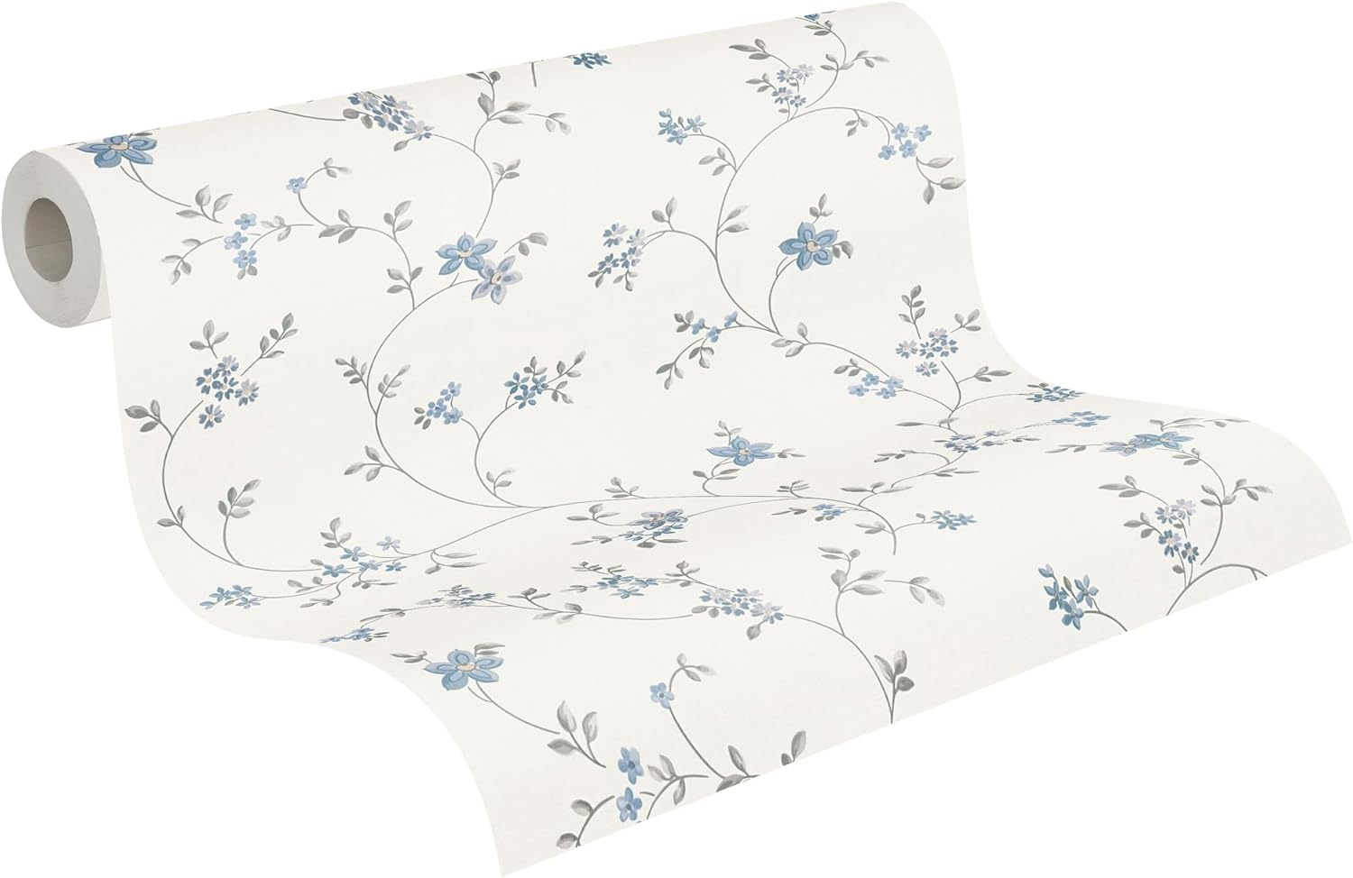 A.S. Cr&eacute;ation Maison Charme Non-Woven Wallpaper with Floral Pattern 0.53 X 10.05 M - Cream, Grey, Blue - Flower Wallpaper in Country House Style, Made in Germany - 390713 image number 4