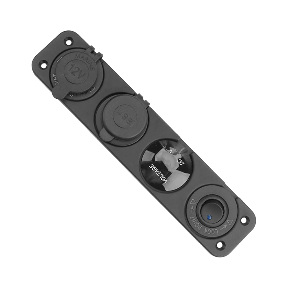 4 in 1 Charger Socket Panel, 2.1A&2.1A Dual USB Socket + LED Voltmeter + 12V Outlet + On-Off Toggle Switch 4In1 Control Panel for Car Boat Marine RV Truck Blue LED (Shipped from AU Warehouse) image number 2