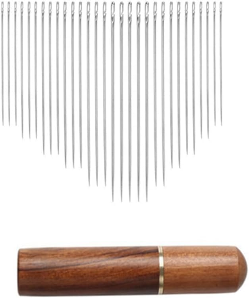 GYWHOOF Sewing Needles,30 Pcs Hand Sewing Needles Embroidery Needles Stitching Pins Different Sizes Sewing Needle with a Wooden Needle Storage Case for DIY Hand Sewing Mending Embroidery image number 2