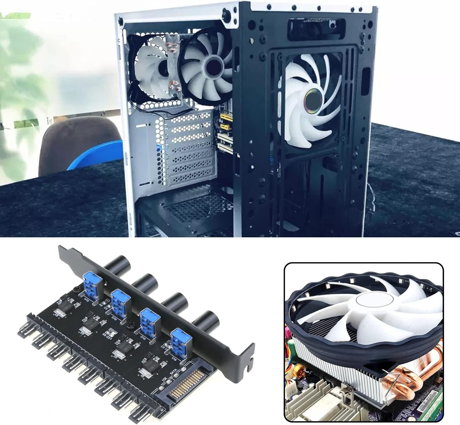 VGOL 4 Knob Cooling Fan Speed Controller PC 8 Channels Fan Hub Radiator for PC Computer Water Cooling System PC Fan Control Power Supply