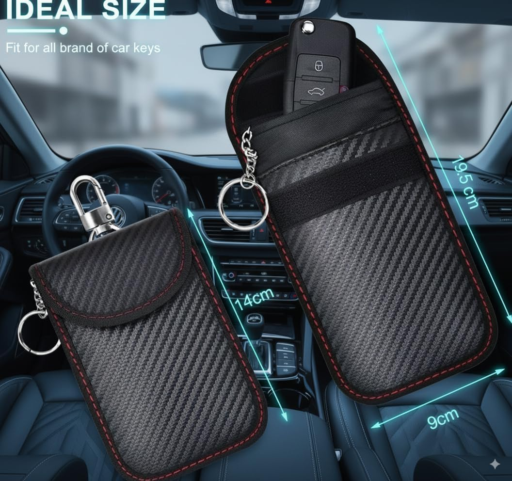 Faraday Bags for Phone & Car Key, Signal Blocking Pouch RFID Wifi GPS Shield, Privacy Protection Sleeve, Anti-Tracking Travel Case (Faraday Bag for Car Key and Phone) image number 2