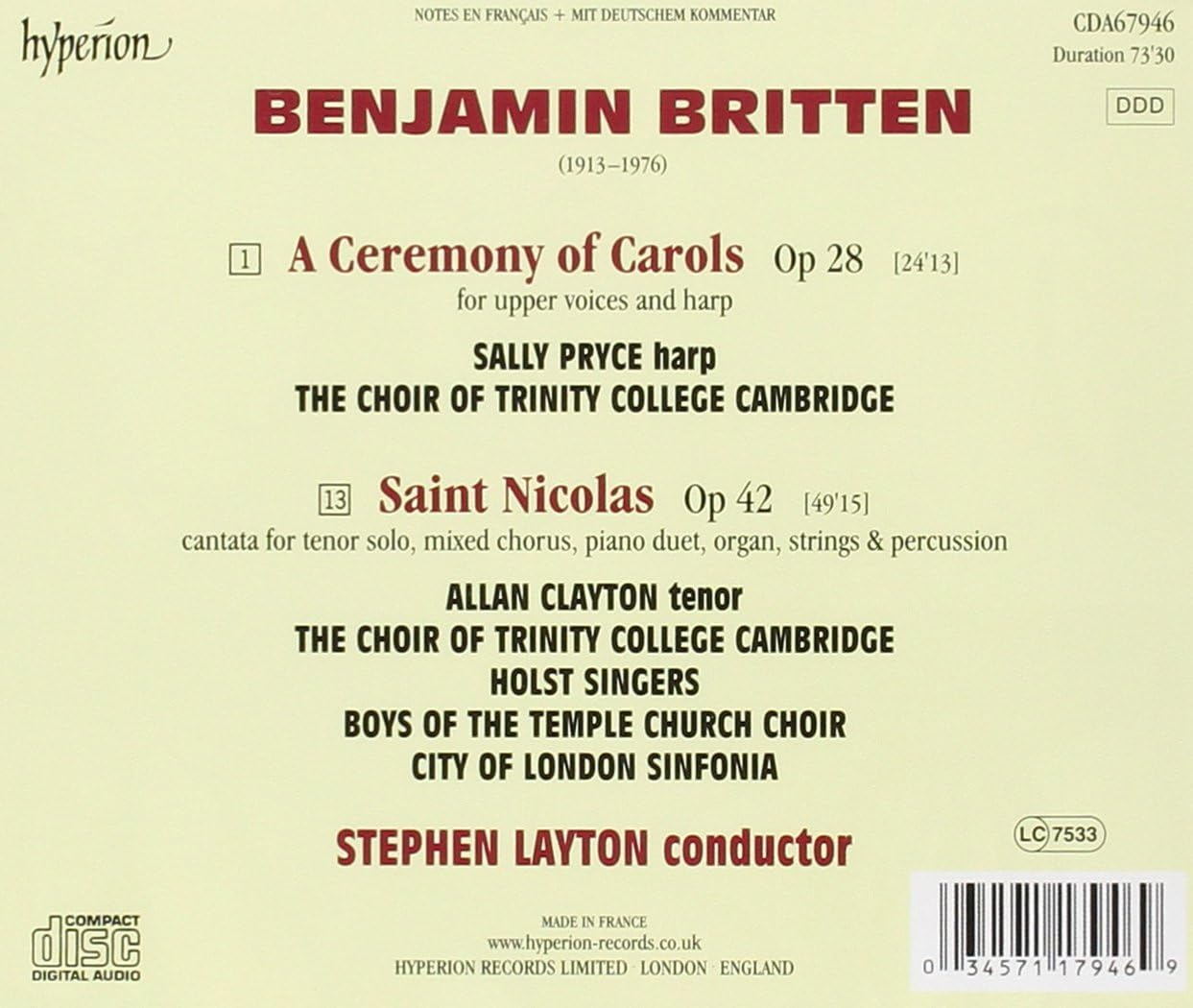 Britten a Ceremony of Carols
