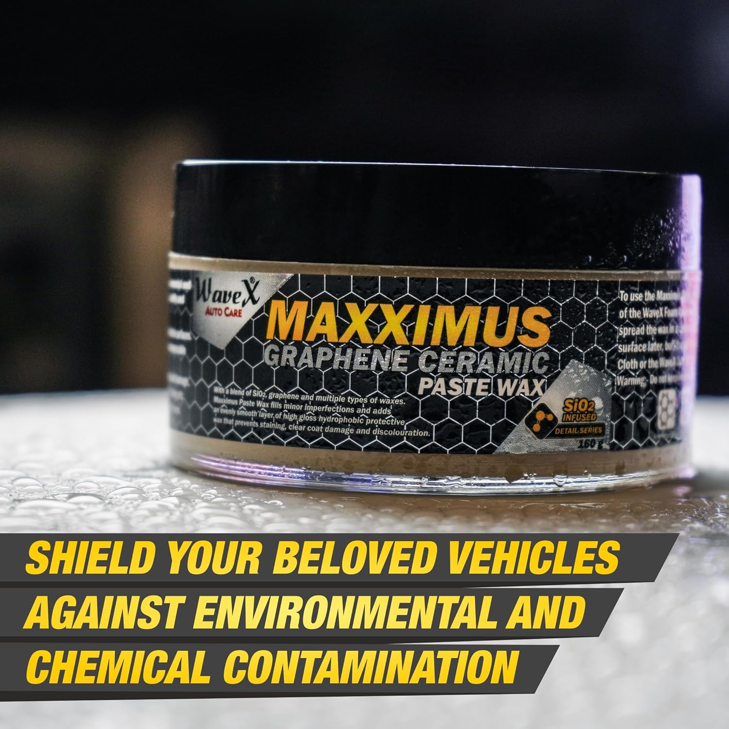 Wavex Ceramic Graphene Paste Wax Infused with Sio2 160G Premium Graphene Rich Wax for Superior Hydrophobicity, Gloss and Paint Protection image number 4