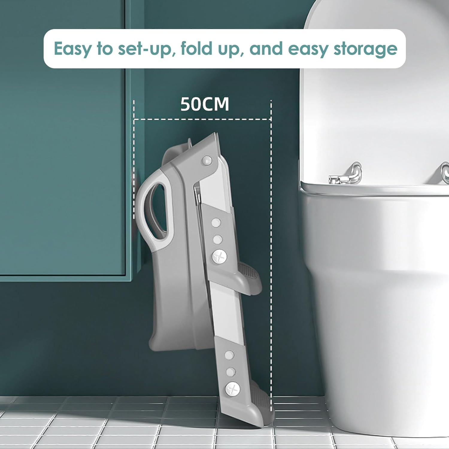 Potty Training Seat with Step Stool Toilet Seat for Kids Boys Girls, Comfortable Safe Potty Toilet Training Seat with Anti-Slip Ladder Soft Cushions (Gray) image number 5