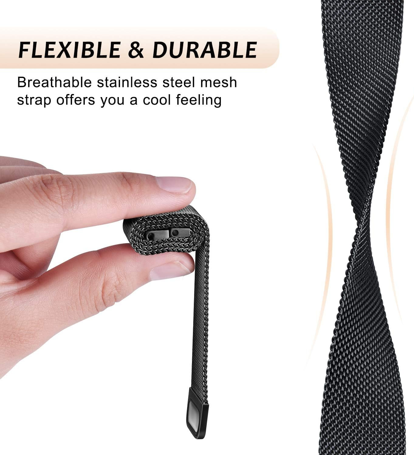 22Mm Bands Compatible with Samsung Galaxy Watch 3 45Mm / Galaxy Watch 46Mm / Gear S3 Frontier Classic Band, 22Mm Width Stainless Steel Mesh Loop Replacement Wristband Strap image number 5