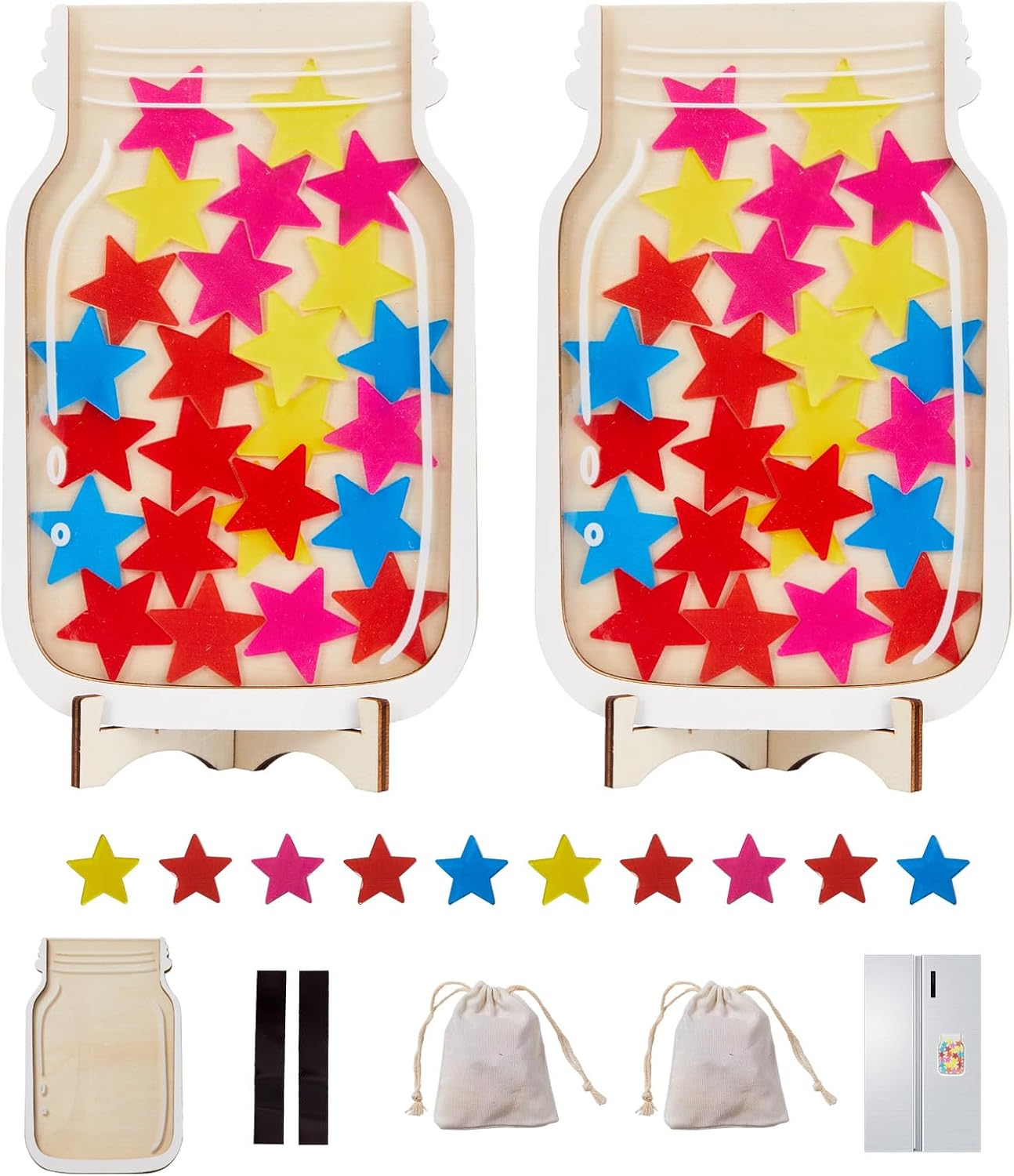 2 Pack Magnetic Reward Jar for Kids, Magnetic Star Reward Jar for Classroom, Behavior Management Classroom Tools, Reward Jar System for Classroom Home, Magnetic Reward Jar for Classroom Board image number 1