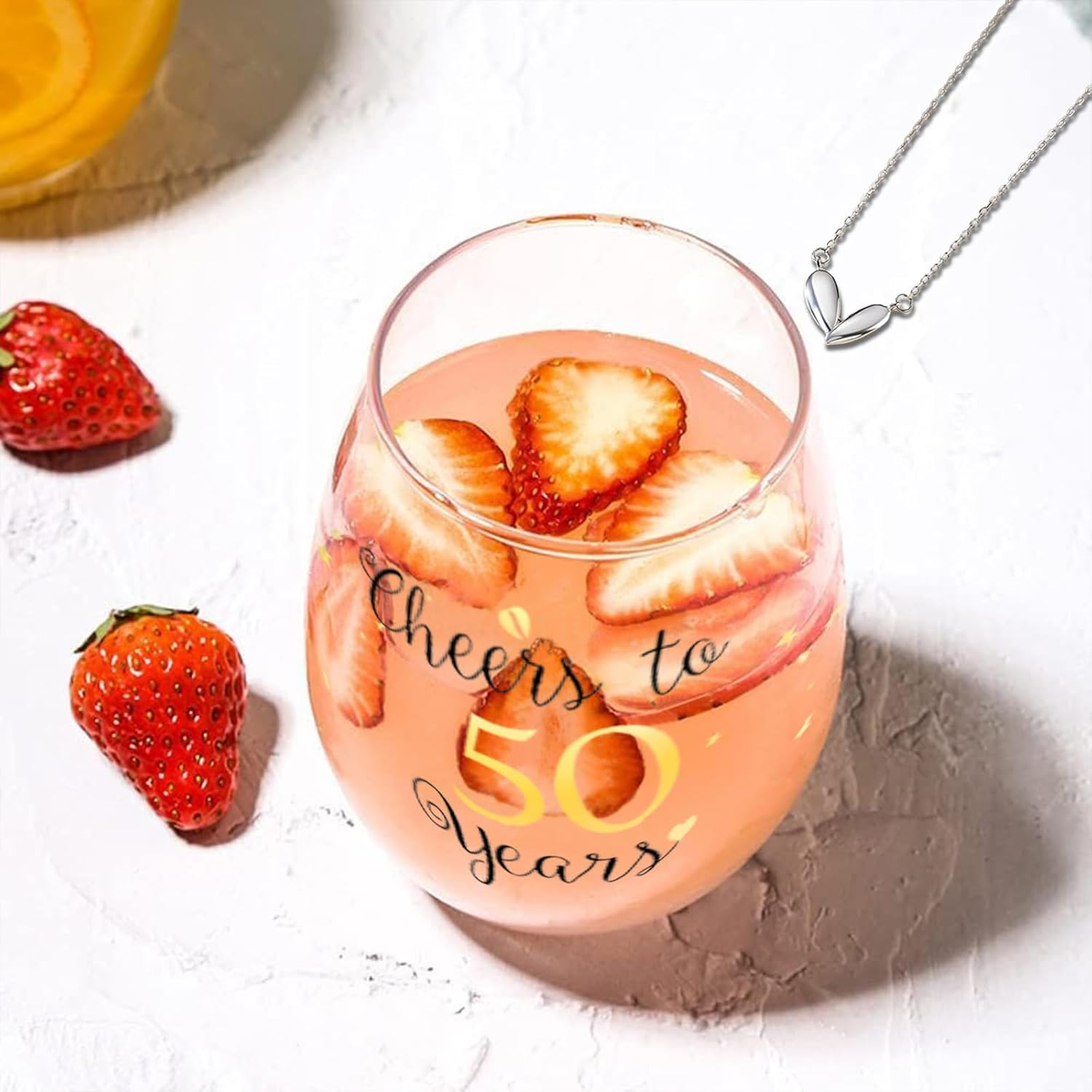 Golden Stemless Wine Glasses Cheers to 50Th Birthday Gifts for Men Women 50Th Birthday,Party,Wedding,Anniversary Party Decorations (50 Years) - 50 image number 2