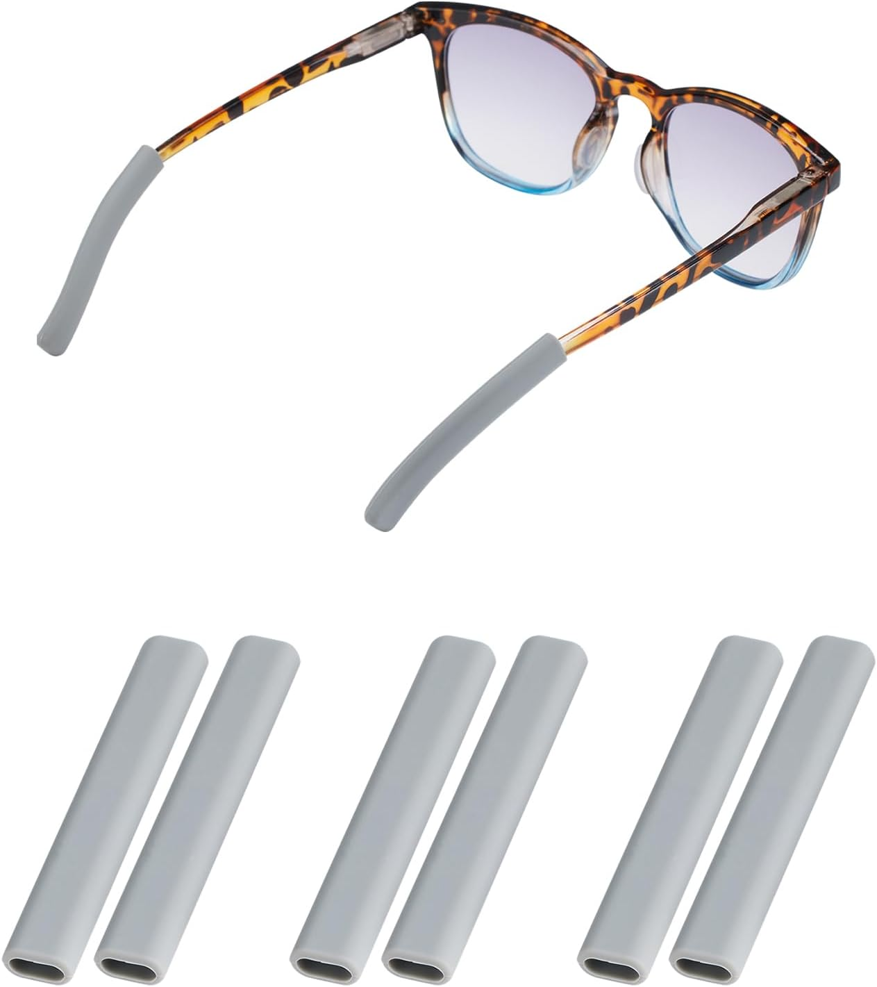 Anti-Silp Glasses Ear Cushion, Silicone Eyeglasses Temple Tips Sleece, Soft Glasses Ear Grip, Comfort Eyeglass Ear Cushions, Eyeglass Ear Grips for Men, Women, Glasses Accessories (3 Black Pairs)