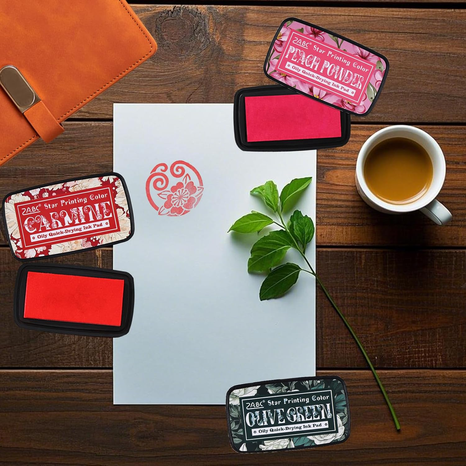 Sgphrzlt Washable Stamp Pads, Craft Ink Pads for Rubber Stamps, Finger Embossing Pigment Ink Pads for Stamping, Perfect for Scrapbook Card Making & DIY Projects, Red image number 5