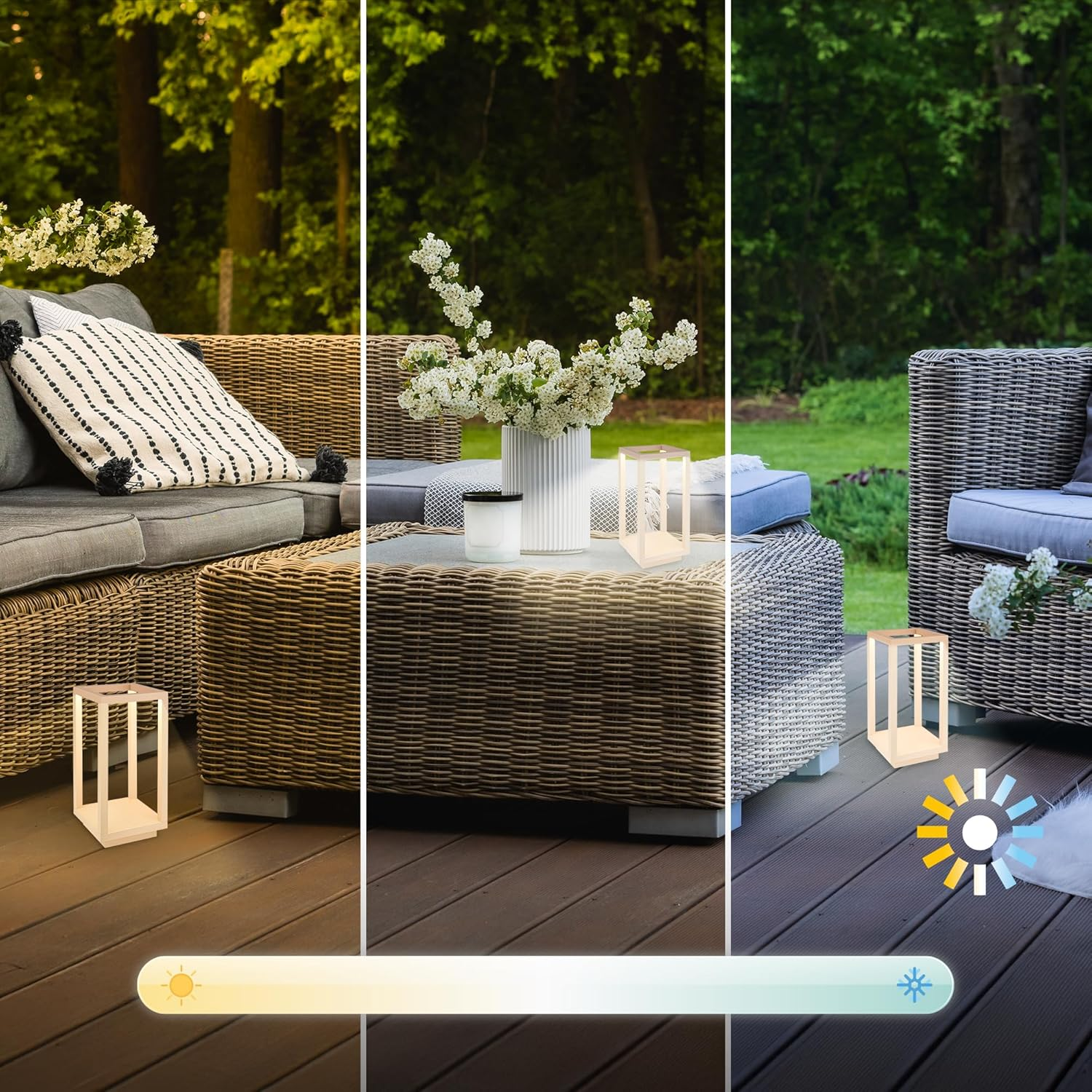 BRILONER - LED Table Lamp Wireless IP44 with Touch, Dimmable, CCT, Battery & Light Source Interchangeable, LED Lantern, Table Lamp, Battery Lamp, Patio, Outdoor Lamp, 10 X 10 X 22 Cm, Beige image number 2