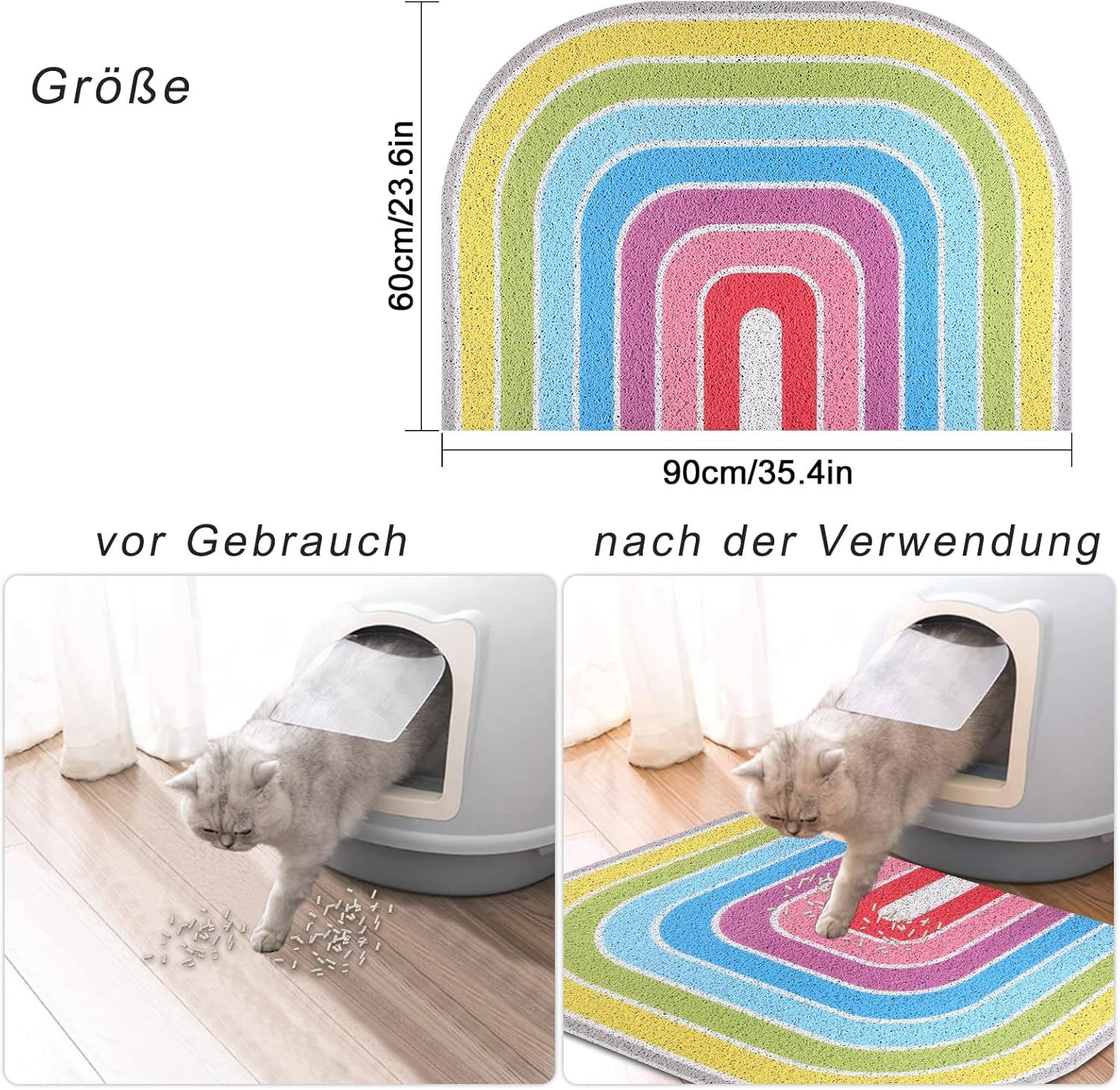 Cat Litter Mat Cat Litter Tray Mat XL 90 X 60 Cm Cat Litter Tray Mat Large Washable Cat Litter Tray Mats Non-Slip Traps for Cat Litter Trays Colourful