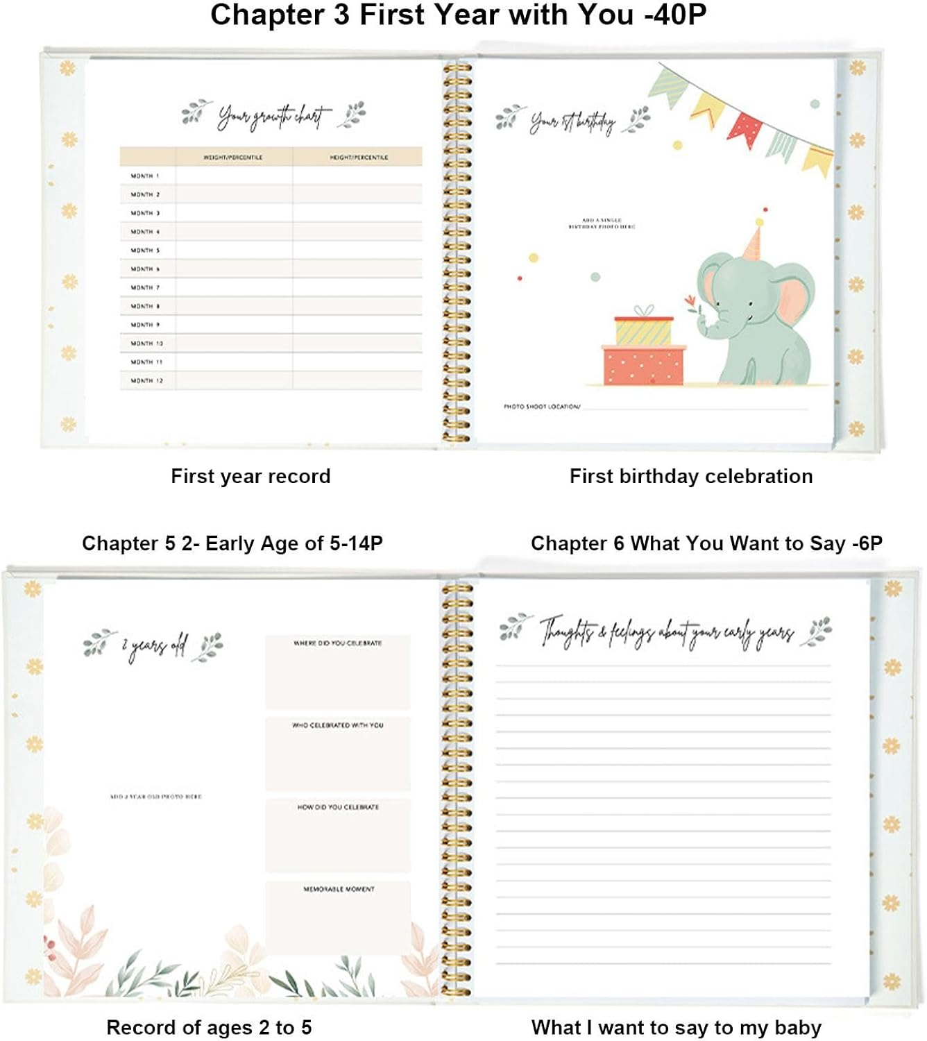 Baby Memories Books | Record Book Journal Milestone Scrapbook for Baby'S First Year | Milestone Book for Baby, Meaningful, Exquisite Tracker to Capture Milestones