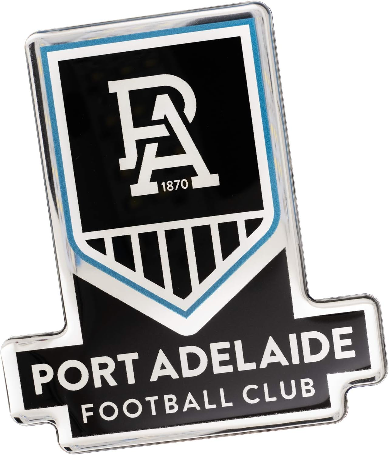 Fan Emblems Port Adelaide Car Decal &bull; Clear Resin Coated Auto Sticker for Cars, Laptops, Most Smooth Surfaces &bull; 84 X 76 X 2Mm &bull; Officially Licensed AFL Accessories, Gifts, Merchandise image number 4