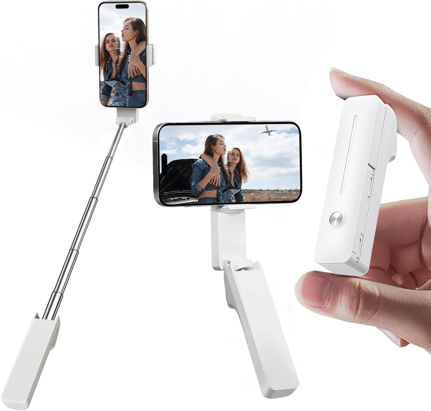 Yayusi Extendable Mini Selfie Stick for Iphone, Pocket Size Portable Selfie Stick with Remote, Compact Phone Selfie Sticks with Phone Holder for Content Creation/Vlog/Video Record/Live Stream (White) image number 5
