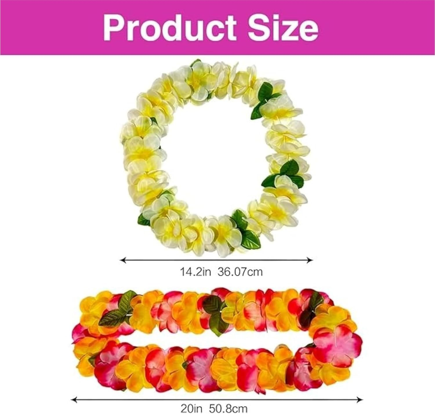 Abeillo 6 Counts Hawaiian Leis Bulk,Size Suitable for All Ages，For Adults Beach Party Favors for Adults,Summer Beach Vacation,Theme Party Decorations, Multi-Colour image number 3