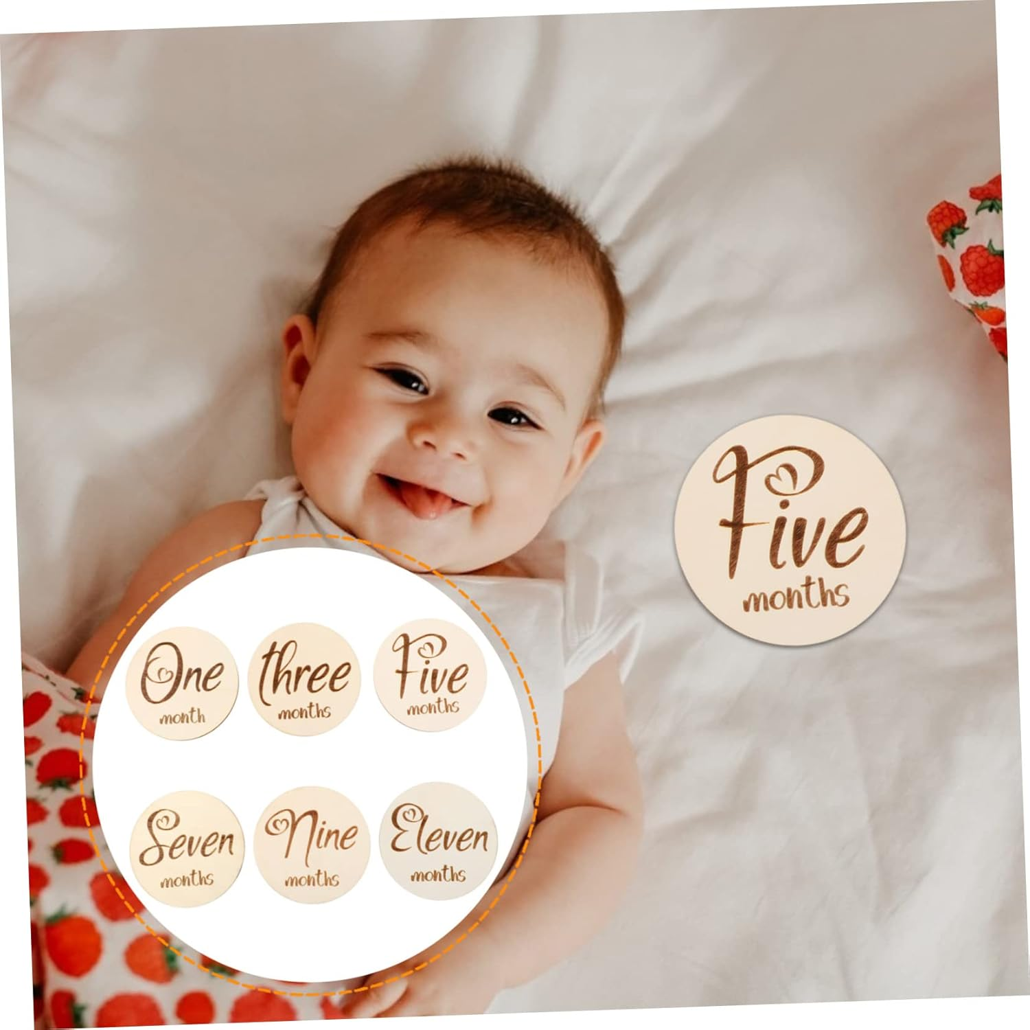 6Pcs Double Sided Milestone Cards Photo Props Newborn Month Commemorate Keepsake for Birthday and Growth Announcement