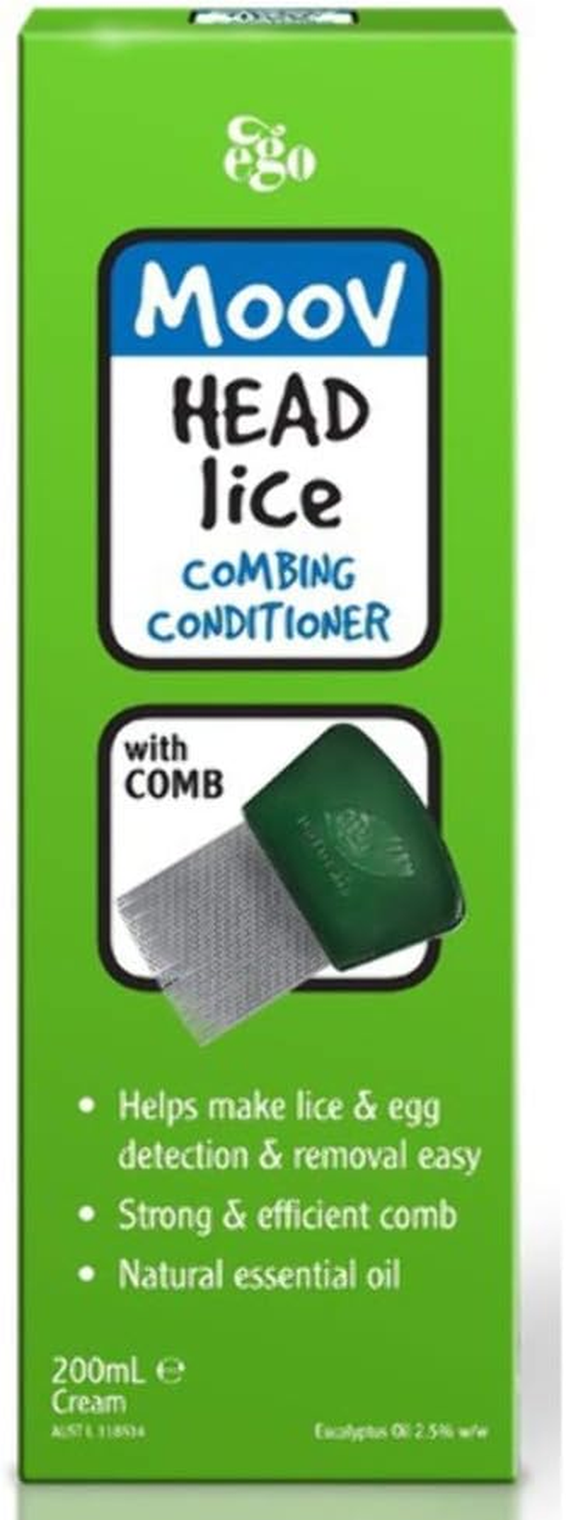 Ego Moov Head Lice Combing Conditioner 200 Ml with Comb