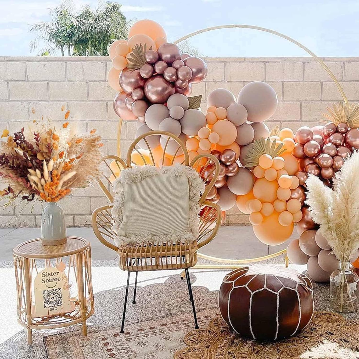 Fall Decor for Decorations for Home Autumn Thanksgiving Table Boho Flowers Orange Pampas Grass Fluffy Dried Flower Bouquet Dry Pompas 17"-95-Pcs Pompous (Orange) image number 3