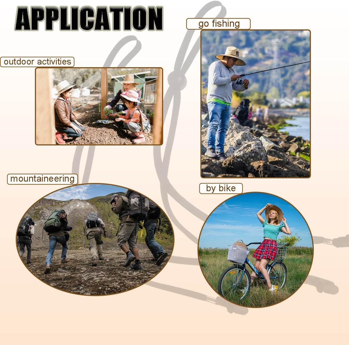 GAQWOK Hat Strap 2PCS, Adjustable with Clips, Very Suitable for Outdoor Activities, Anti-Lost and Anti-Wind (Black), Black image number 5