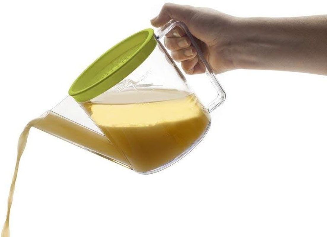 Ibili 795900 "Easycook Plastic Gravy Oil Fat Separator Measuring Jug 1 Litre, 20 X 13 X 13 Cm, Transparent/Green image number 1
