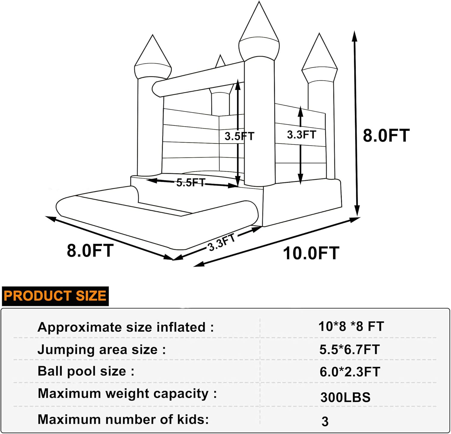 Inflatable Bounce House with Ball Pit,Contain Blower,Pvc Kids Bounce Castle,Inflatable Bounce House for Kids Toddlers Indoor Outdoor Jumping Bouncer Party Yard Toys image number 5