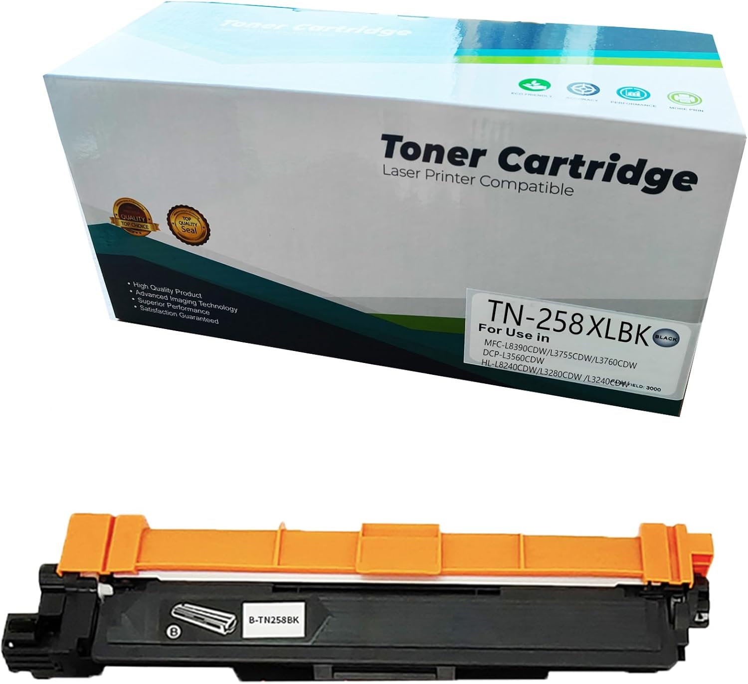 JOJOBE Planet TN-258XLBK Compatible Toner Cartridge with Brother MFC-L8390CDW L3755CDW L3760CDW L8240CDW HL-L3280CDW L3240CDW DCP-L3520CDW L3560CDW , 3000 Pages per Cartridge Black