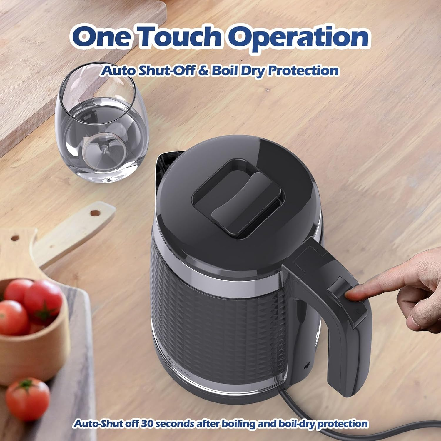 RAINBEAN Electric Kettle Water Boiler, 1.8L Electric Tea Kettle, Hot Water Boiler, Auto Shut-Off & Boil Dry Protection image number 2