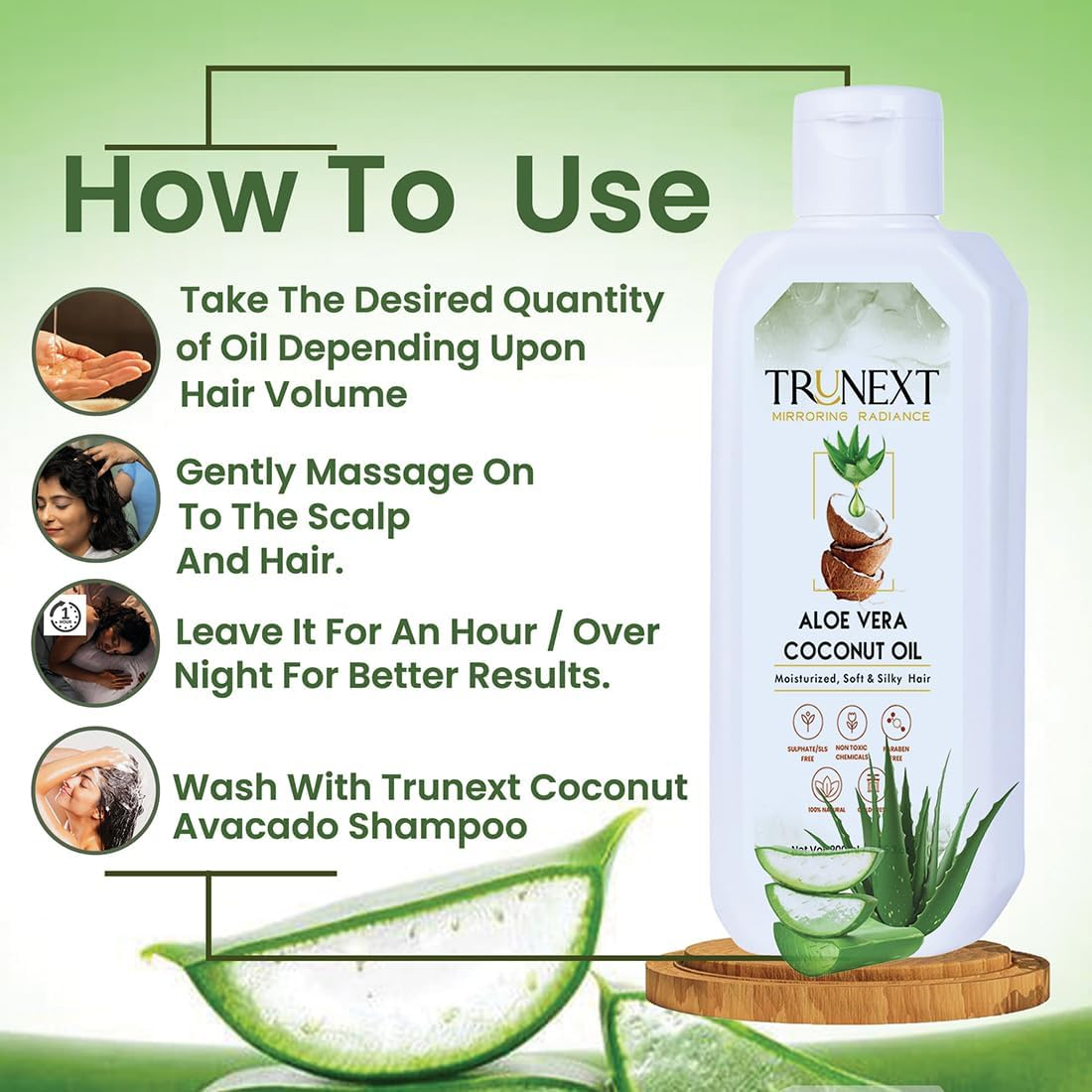 TRUNEXT NATURAL ALOE VERA COCONUT HAIR OIL - with NATURAL HERB EXTRACTS, 200 ML image number 4