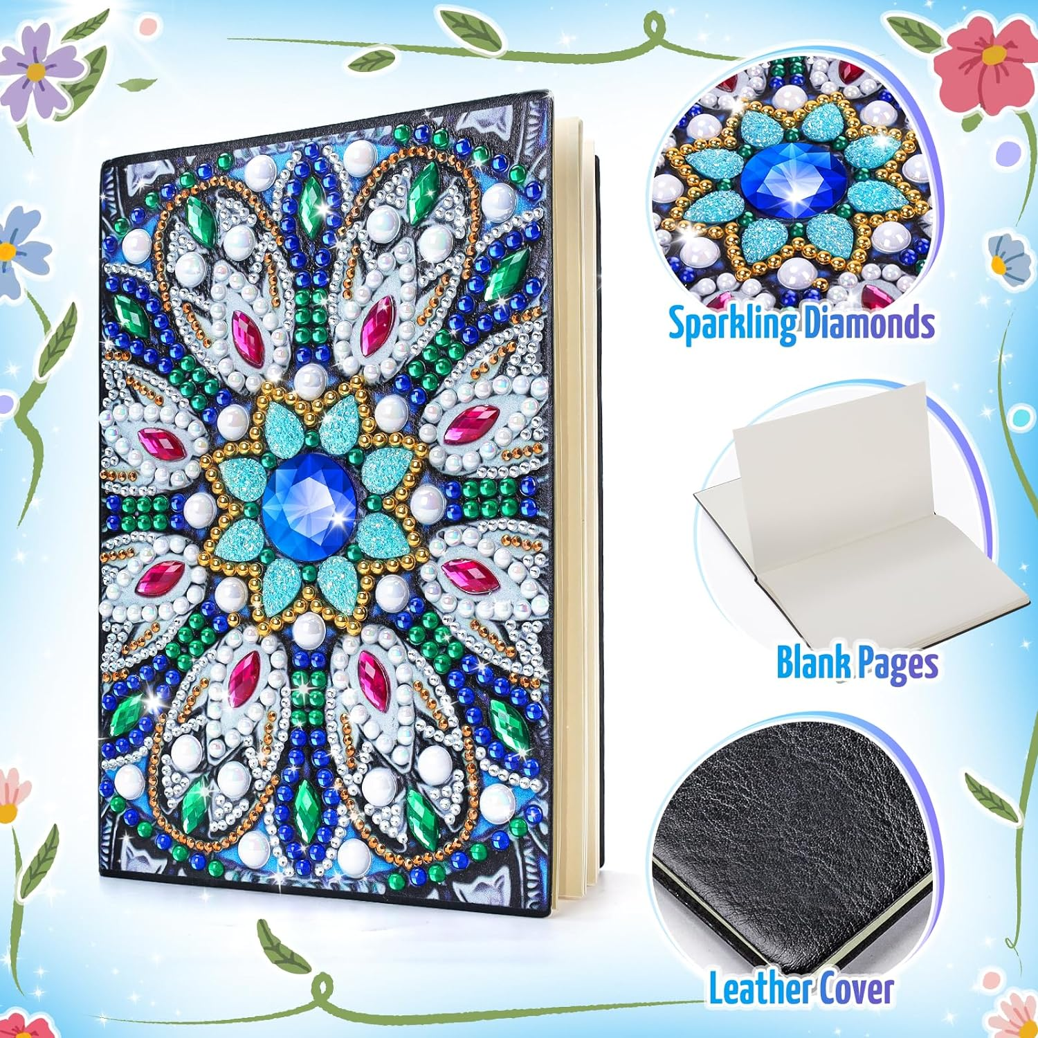 Craft Kits for Kids Age 6-8-9-10, Girls Birthday Presents for 5 7 11 12 Year Old Notebook Diamond Art Painting Kit Arts and Crafts for Kids Toys for 5-10 Year Old Girl Gifts Diary Cute Stationery Set - 2Pcs image number 4