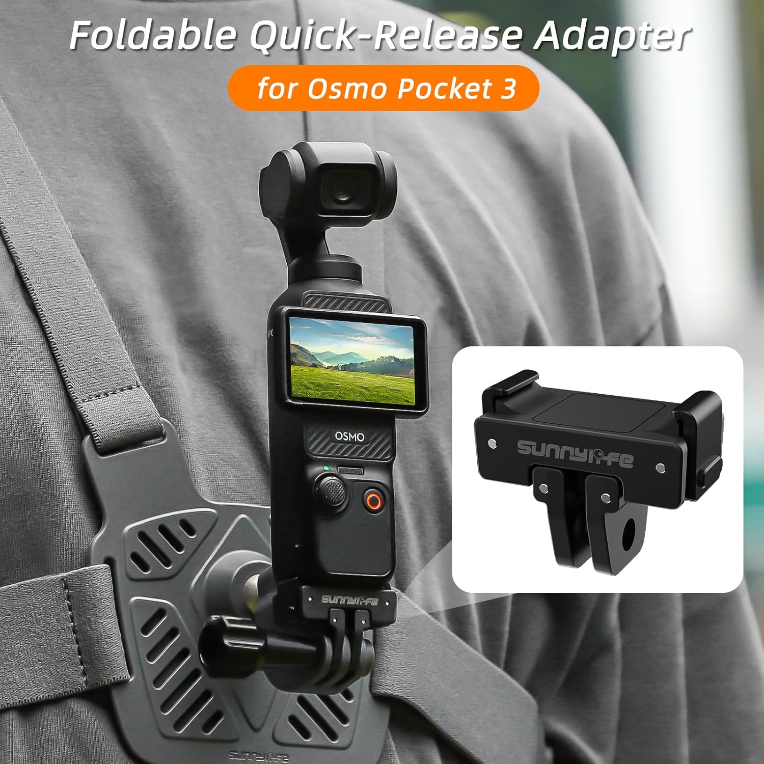 Sinyutia Magnetic Mount for Osmo Pocket 3 Accessories, Quick Release Adapter for DJI Osmo Pocket 3 Tripods, Selfie Sticks, Vlogging, with 1/4" Thread & Foldable Connector