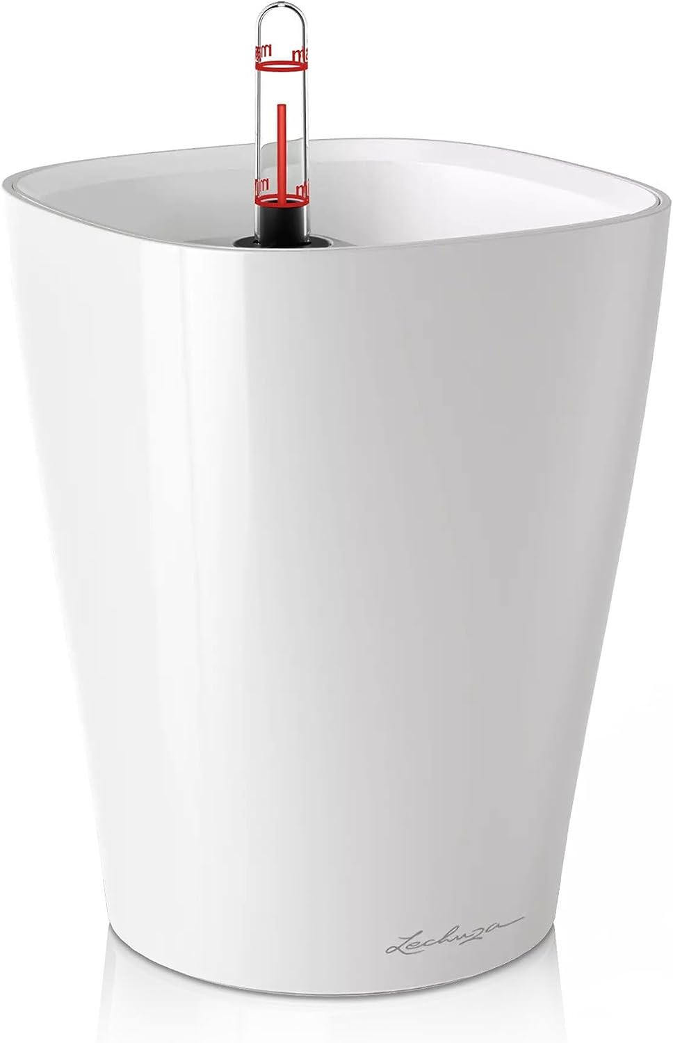 Lechuza Deltini Self-Watering Planter with Removable Planter Liner, High Gloss Scarlet Red