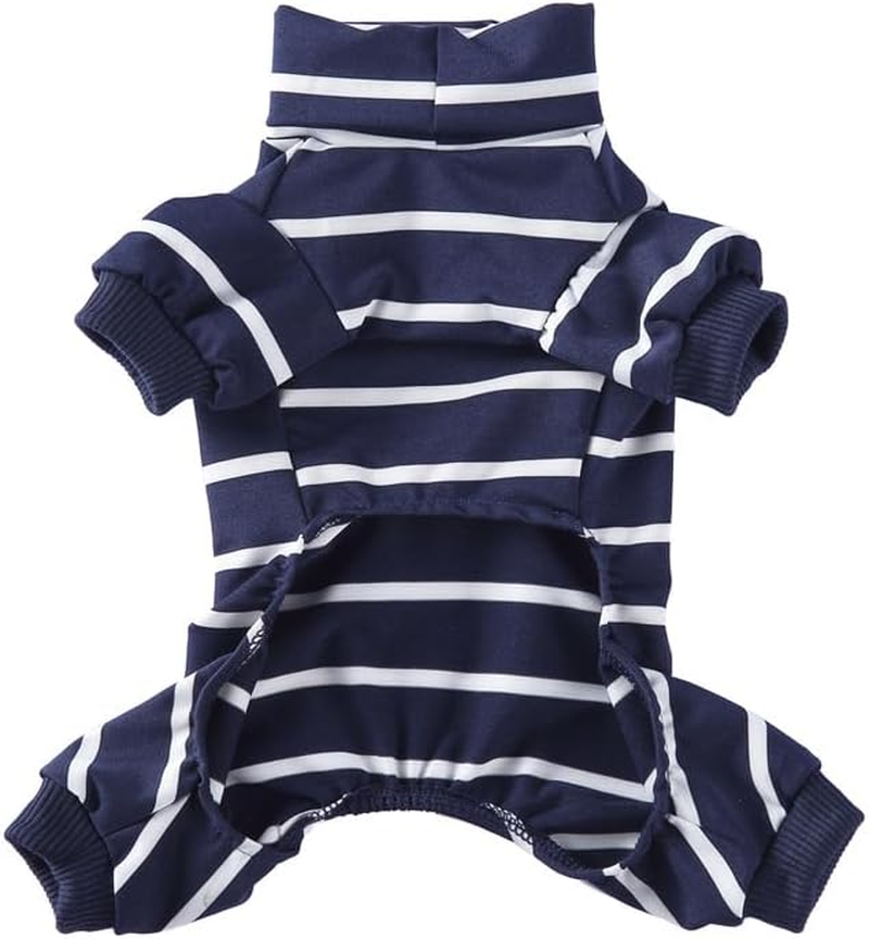 Striped Dog Pajamas for Small Dog Cooling Puppy Pullover Jumpsuit Stretchable Breathable Pet Pjs Summer Spring Pyjamas (Blue, M)
