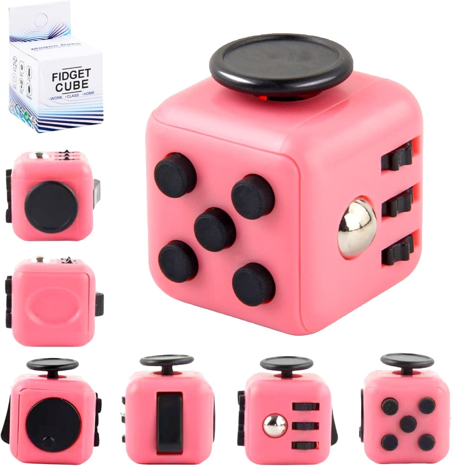 Fidget Cube, Pink Anti-Stress Cube with 6 Different Sides, Portable Anxiety Relief for All Ages image number 4