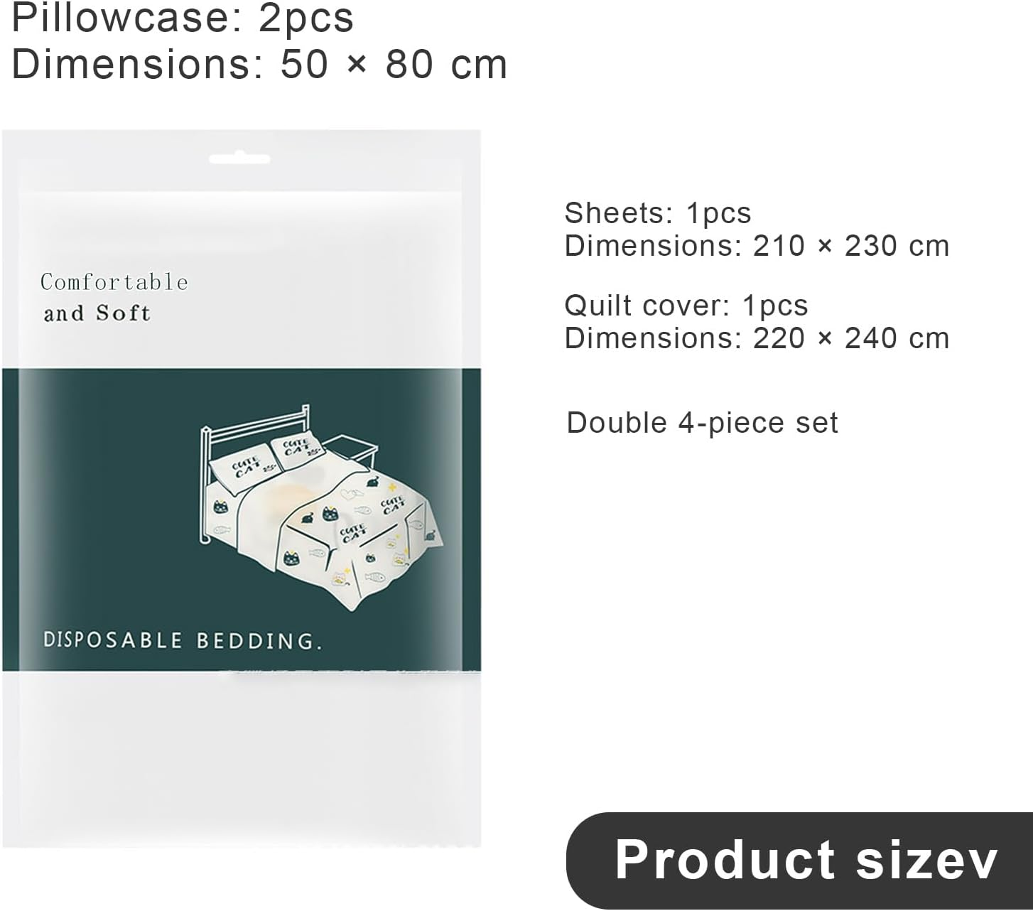 SRJQXH Disposable Bed Sheet 210 X 230 Cm Bed Sheet Pure Cotton with White Print Travel Bed Linen, Easy to Carry for Hotels, Travel and Camping
