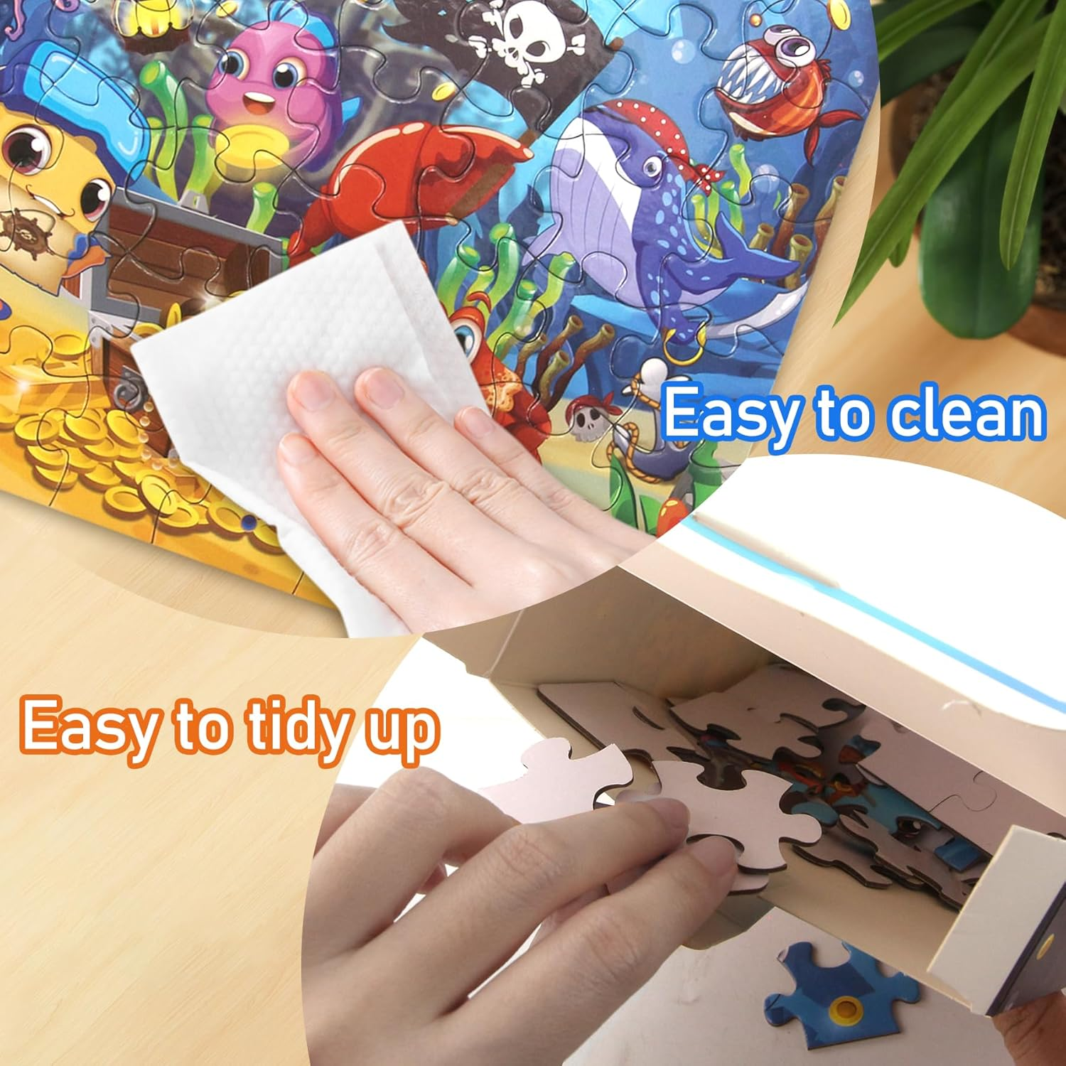 TORMEN Puzzles for Kid Ages 4-6,48Pcs Colored Paper Jigsaw Puzzle Durability Educational Perfect for Family Game Classroom Fun (Ocean Kingdom) image number 4