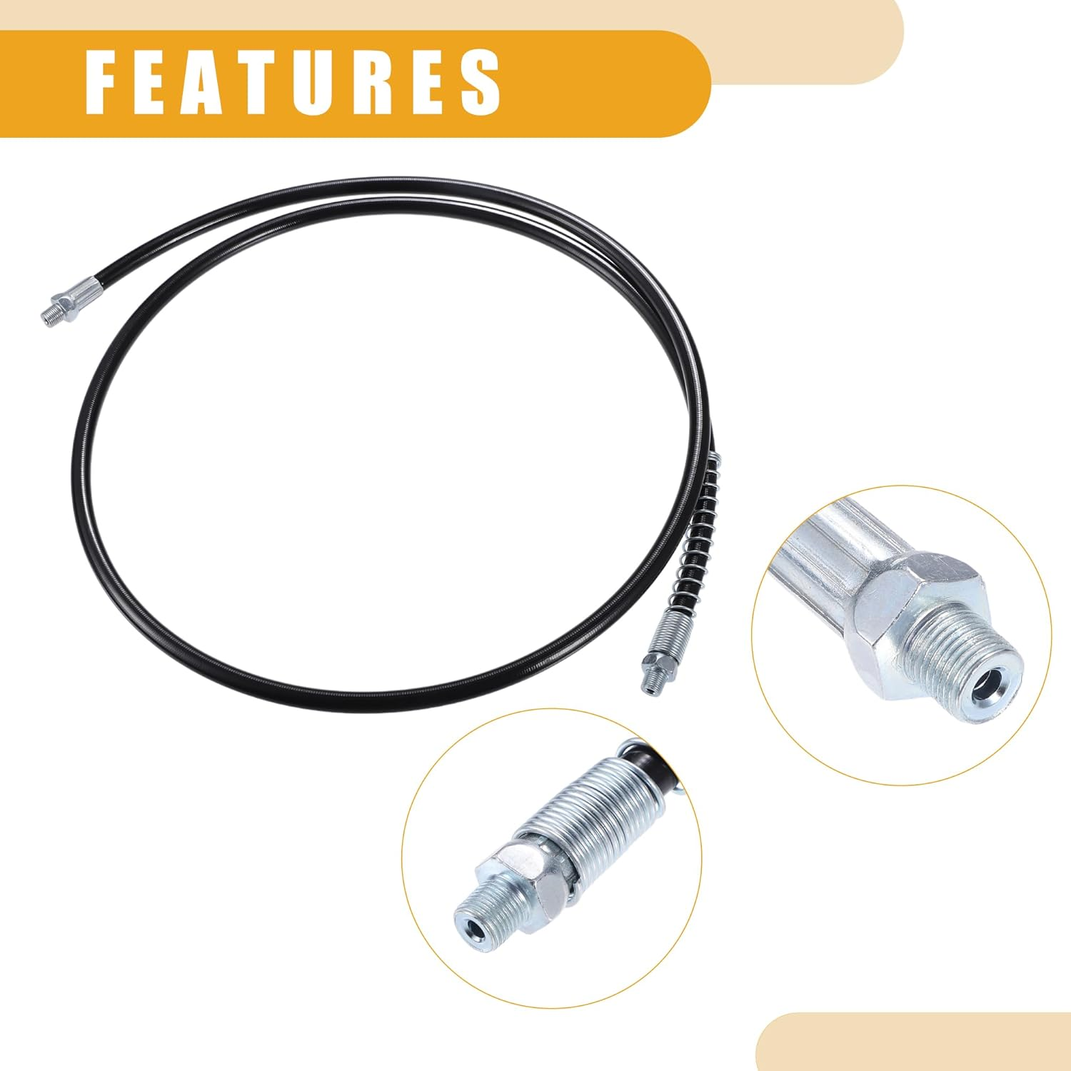 X AUTOHAUX 2Pcs 59 Inch Universal 1/8" NPT Grease Gun Flex Hose - Trailer Flex Grease Hose Extension Non-Slip - Metal Black image number 2