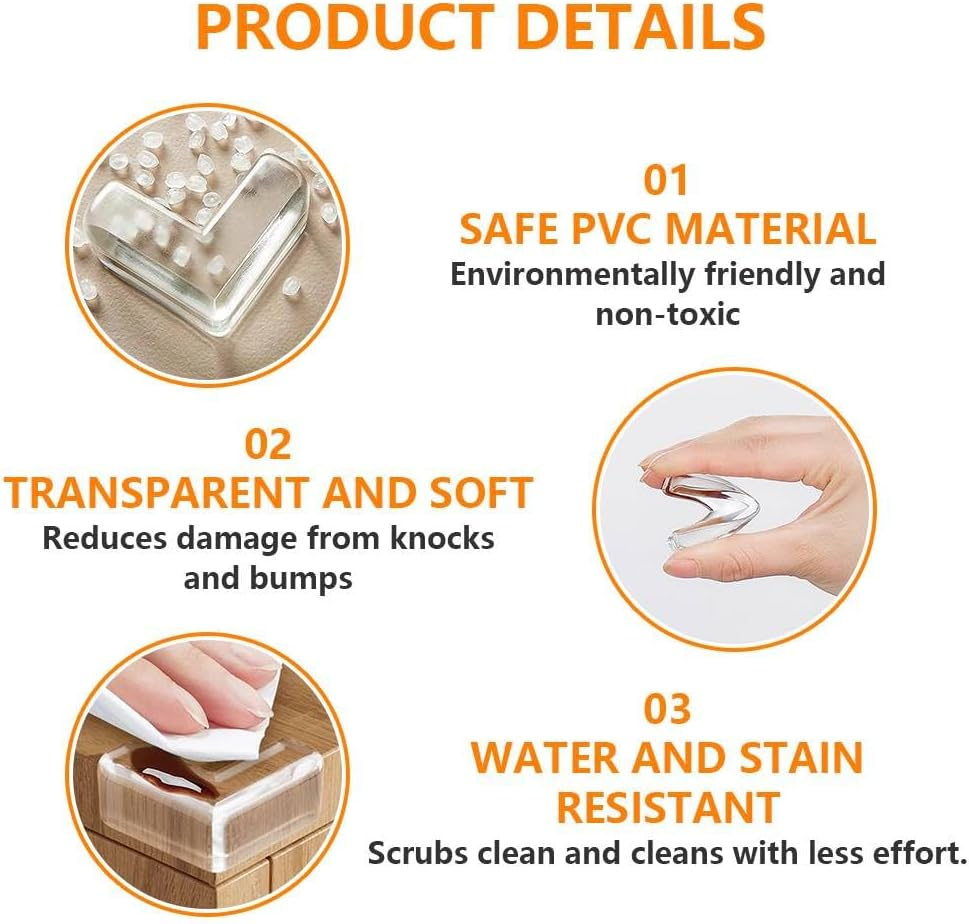 Corner Protectors for Kids,Baby Proofing Corners Safety Table Corners Guards, Edge Protector,Transparent Anti-Collision Corner for Sharp Furniture Cooners(8 Count (Pack of 1) L-Shaped) image number 5