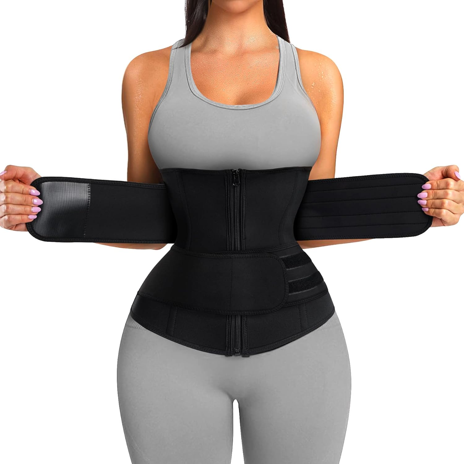 SCARBORO Neoprene Sweat Waist Trainer Trimmer Belt for Women Workout Sports Girdle Tummy Control Body Shaper Slim Belly Band image number 2