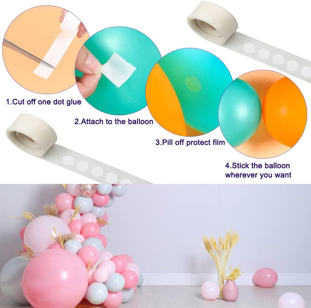Balloon Arch Kit, Lyflux Balloon Trim Kit for Wreath, 50Ft Balloon Tape, 300 Dot Glue Point Stickers, 2 Pcs Tying Tool, 20 Ballon Flower Clip for Wedding Birthday Party and Graduation image number 5