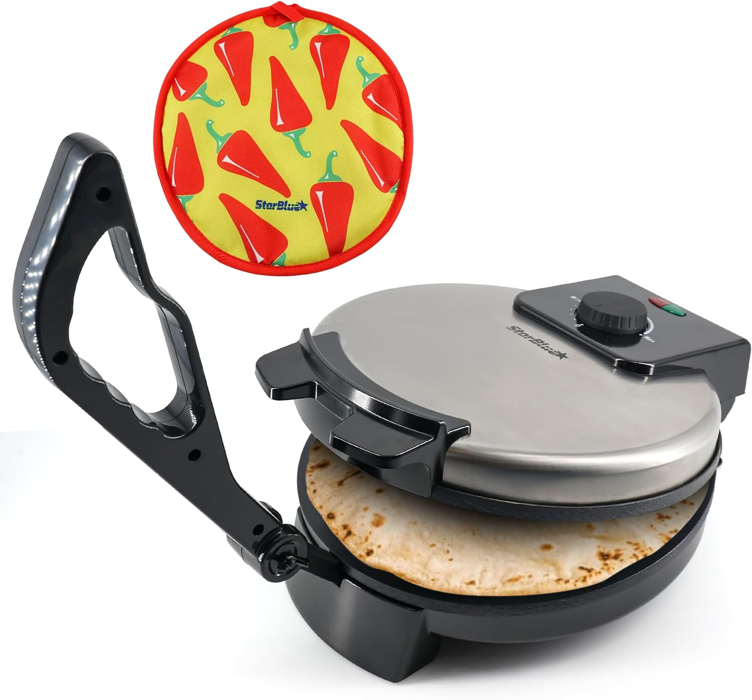 Starblue 25.4Cm Roti Maker Machine with Free Roti Heater and Removable Handle - Indian Chapati, Tortilla, Roti AC220-240V 50/60Hz 1200W, UK Plug with AU Adaptor image number 4