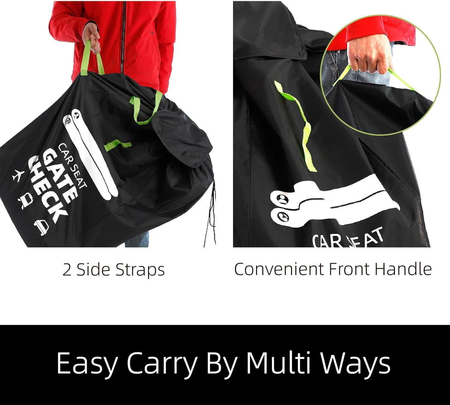 Car Seat Bags for Air Travel- Large Tear Resistant Gate Check Bag for Airplane, Large Pushchair Cover with Shoulder Strap,Durable Travel Cover Bag image number 3