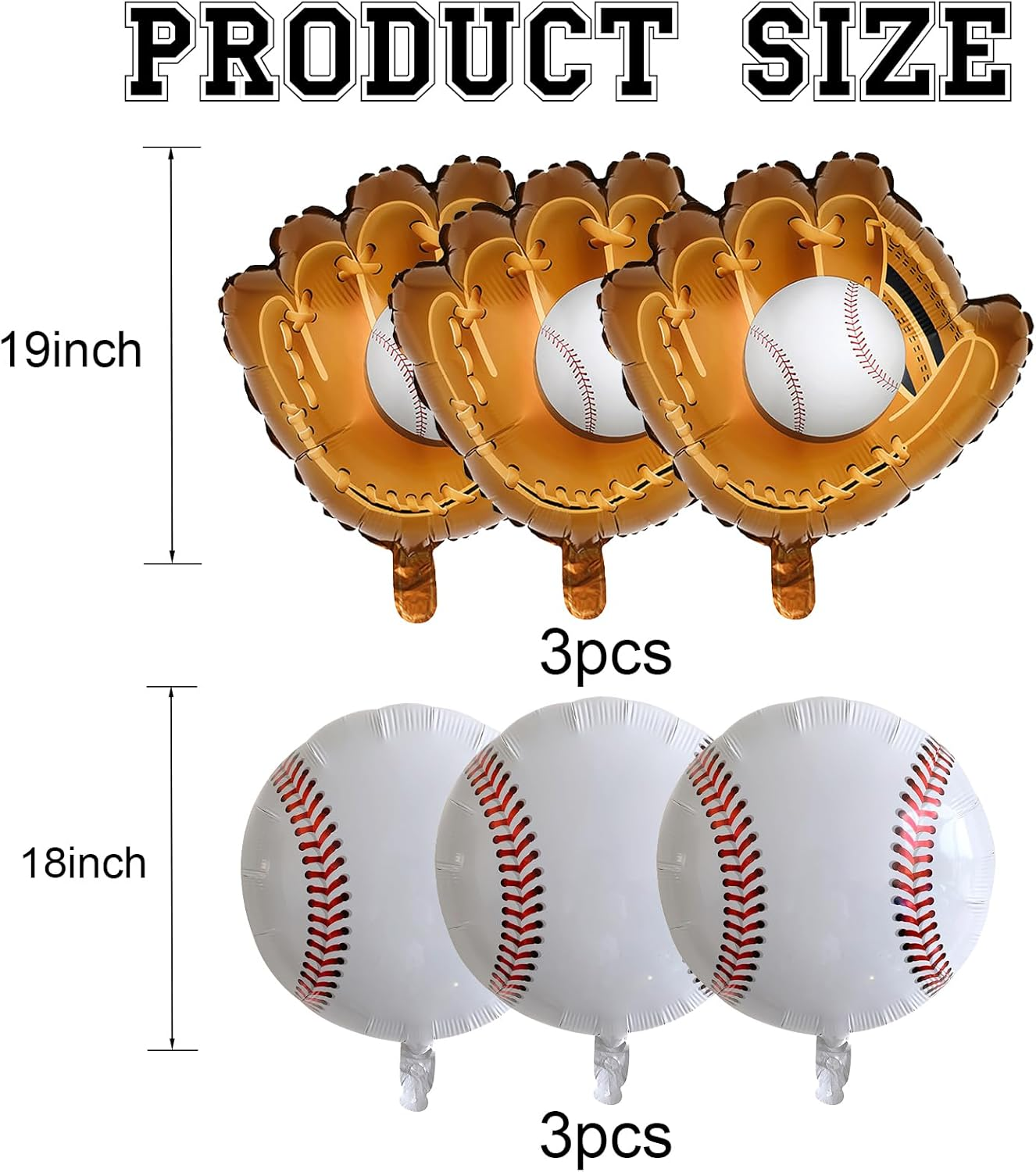 Baseball Balloons, Pack of 6 18 Inch Baseball Foil Balloons Baseball Glove Balloons Sports Foil Balloons Helium Balloons Birthday Decoration Party Decoration for Boys Children - Golfing Ball image number 2