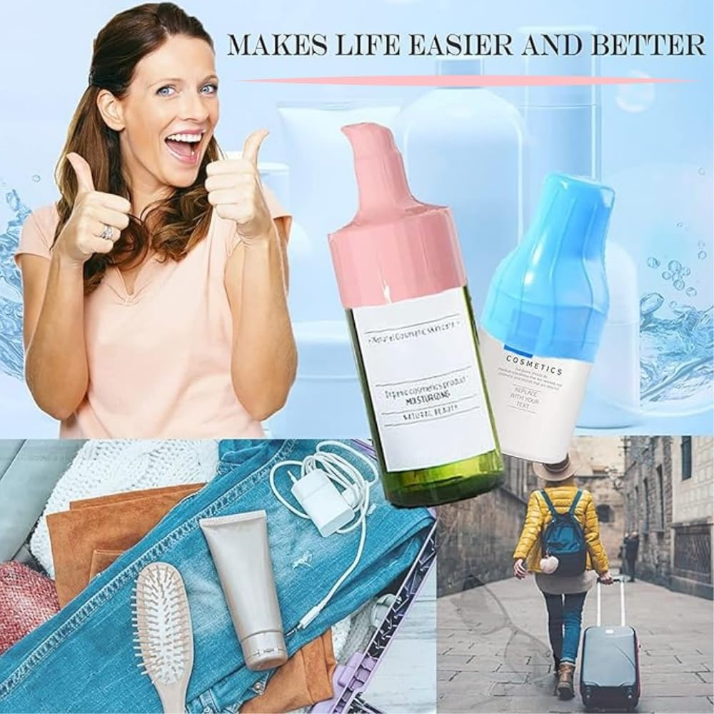 Jindizi 8Pcs Reusable Silicone Leak Proof Sleeves Elastic Sleeves, Elasticity Silicone Leak Locks for Travel Sized Toiletries Skins,Travel Bag and Carry-On Luggage (Blue/Black/White/Pink)