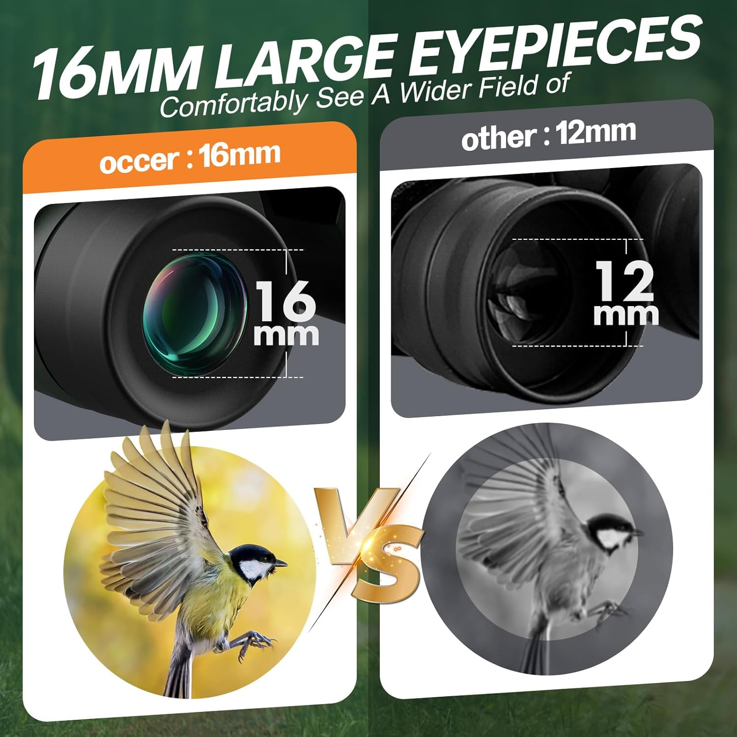 15X30 Compact Binoculars for Adults and Kids - Occer Large View High Powered Binoculars for Bird Watching - Lightweight Easy Focus Binocs with Low Light Vision for Hunting Cruise Ship Travel image number 6