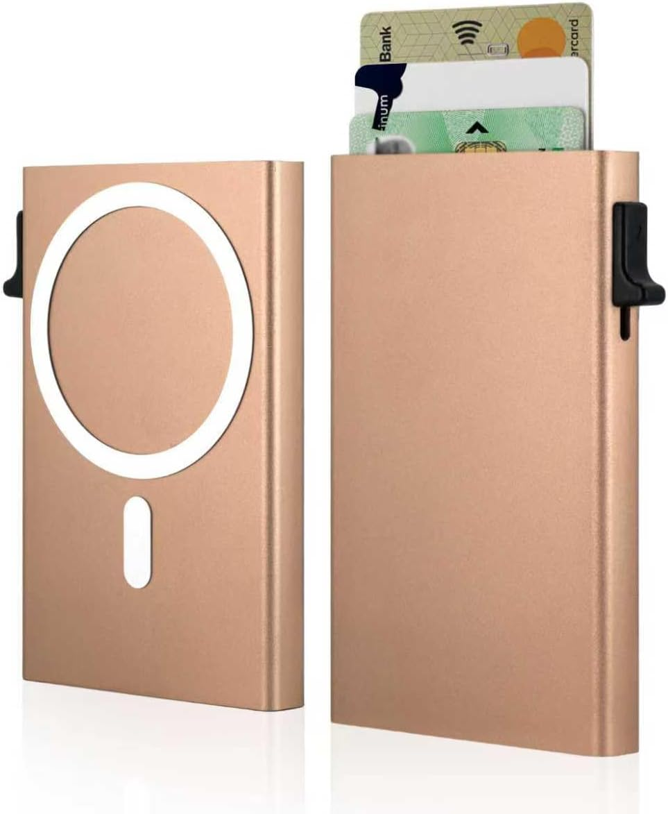 Aijohnny Magnetic Wallet Compatible with Magsafe, Durable Protective Aluminum RFID - Blocking Pop-Up 8 Card Holder for Men and Women, Compatible with Iphone 16/15/14/13/12 Series (Silver)