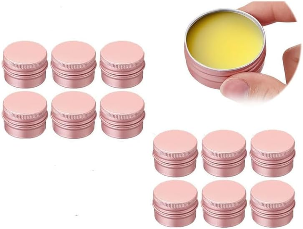 Aluminum Tin Jar with Screw Cap Rose Gold, 12Pcs Rose Gold Aluminum Tin Jar with Screw Lid Empty Refillable Aluminum round Tin Containers,Screw Top round Tin Cans Aluminum Tin Jar with Screw Lid, 60G image number 3