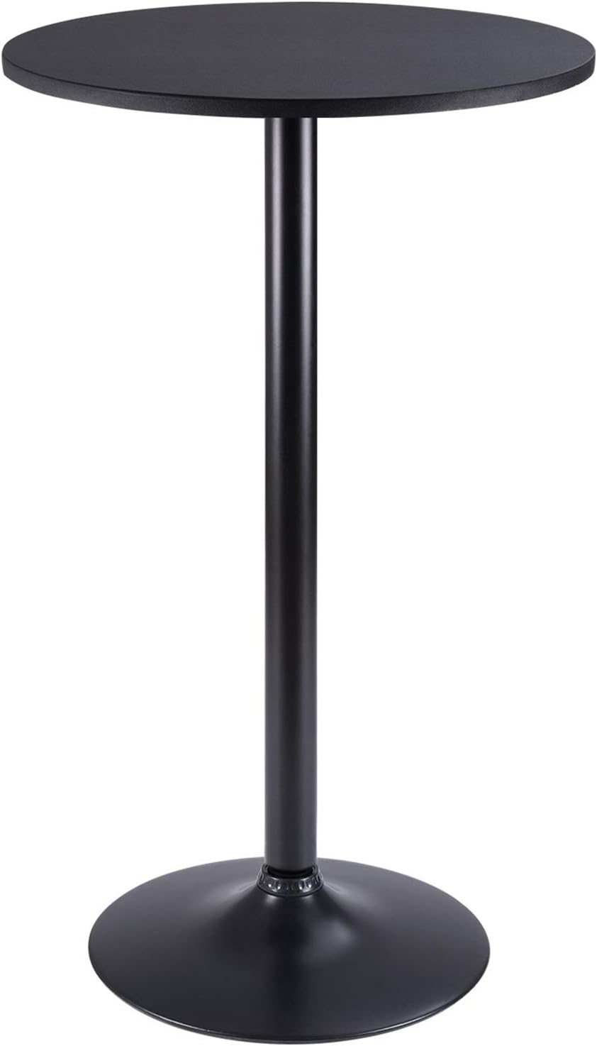 Furmax Bistro Pub Table round Bar Height Cocktail Table Metal Base MDF Top Obsidian 60.5Cm Top, 100Cm Height