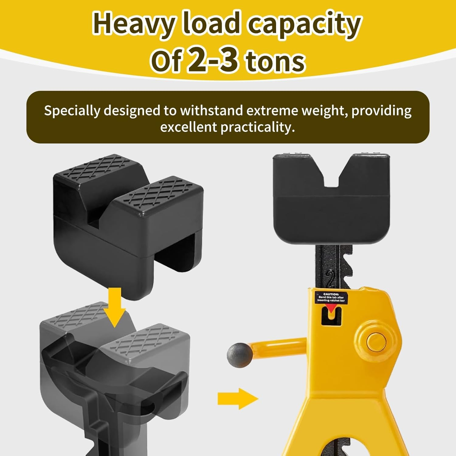 Jack Stand Pads, 4 Pcs 3 Ton Jack Pad Adapter, Universal Rubber Slotted Frame Rail Pinch Welds Protector Pad for Jack Stand Support Lift, Car Accessories for Sedan, SUV and More (Black) image number 2