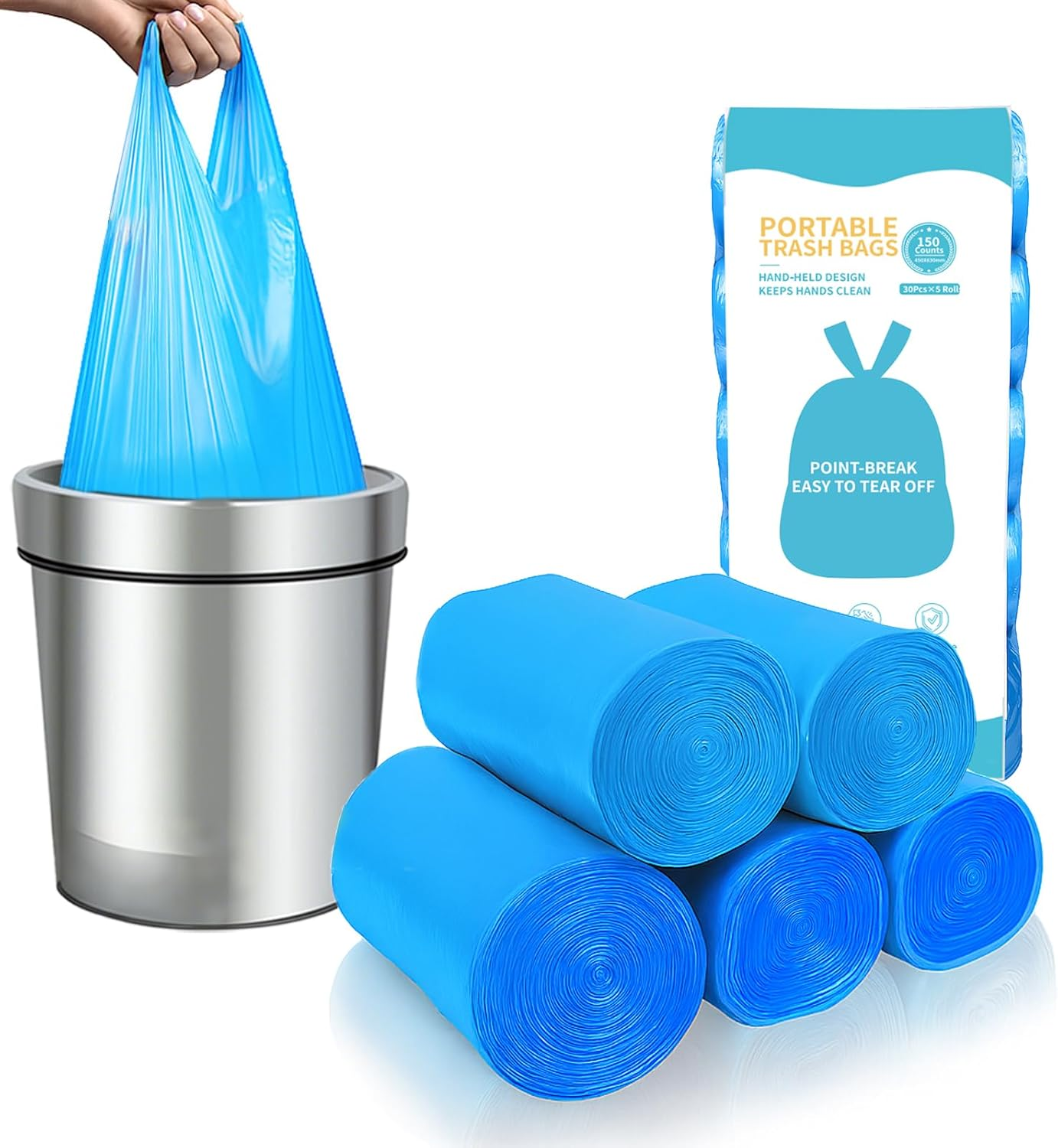 Makmefre 50L Drawstring Tall Kitchen Trash Bags,Clean Fresh Scent and Heavy Duty Garbage Bags(100 Count,60X70Cm) image number 4